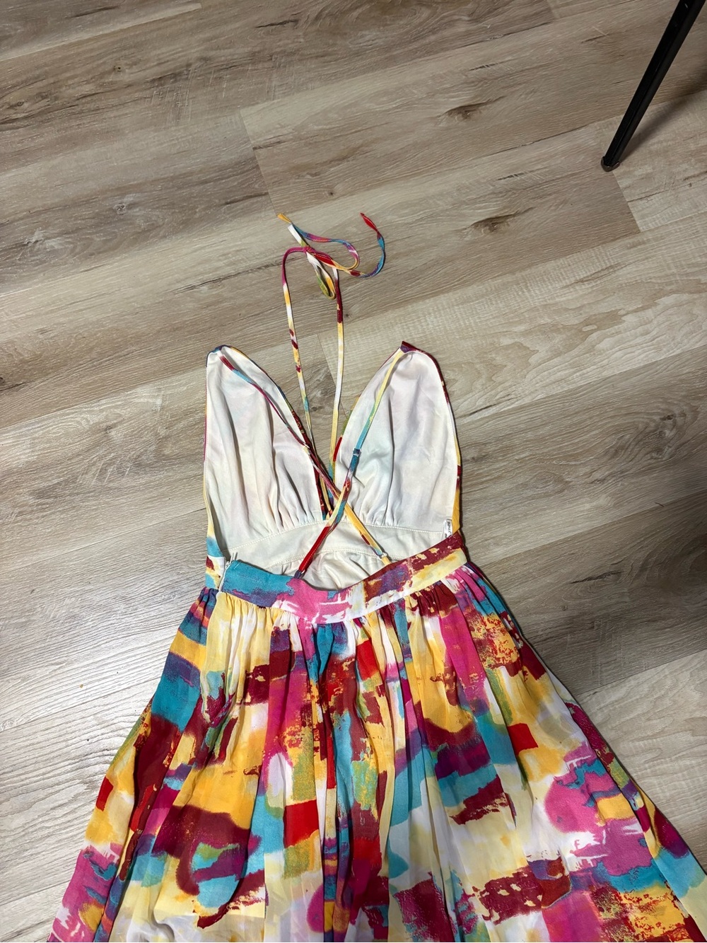 Papaya V-Neck Maxi Dress in Pink, Yellow & Teal Great for a Summer Wedding - Picture 8 of 10